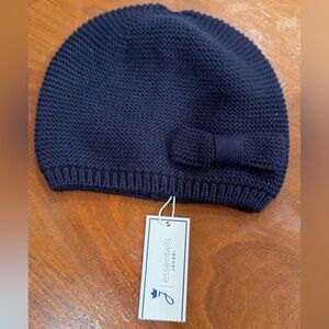 Jacadi Baby Girl Infant Navy Knit Beanie Cashmere Cotton Blend